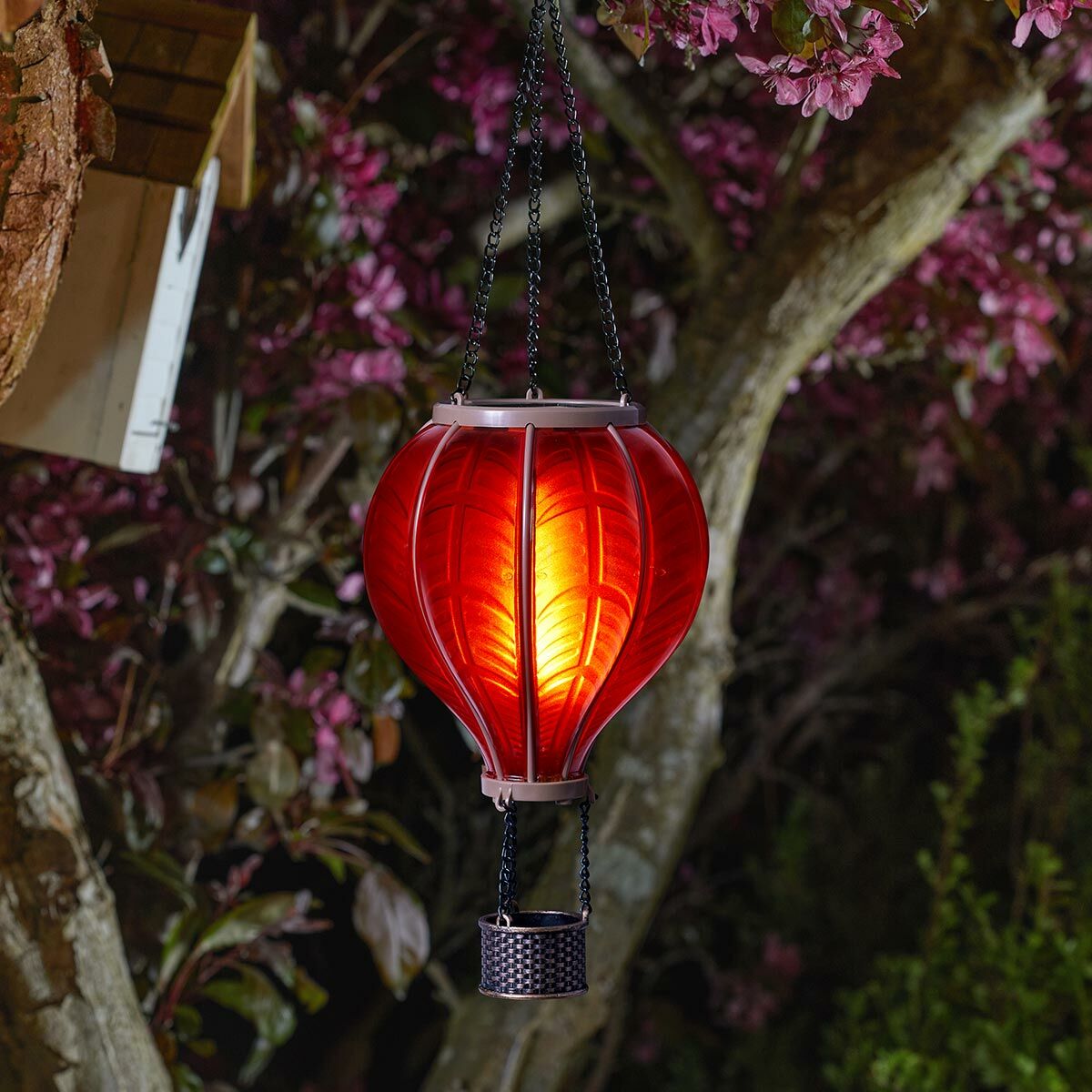 Solar Hot Air Balloon Hanging Lantern Red