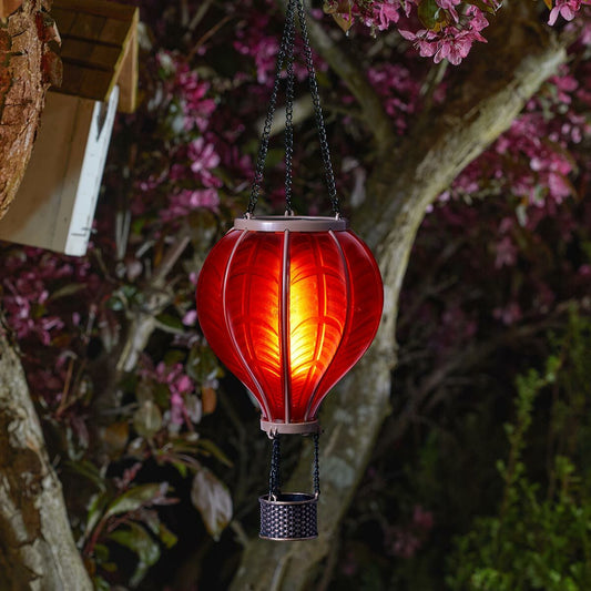Solar Hot Air Balloon Hanging Lantern Red