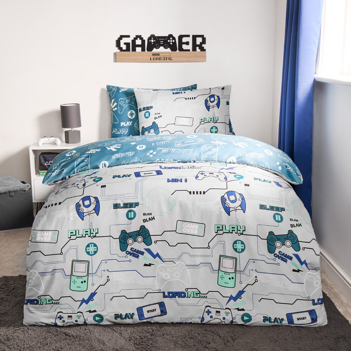 Gaming Console Print Reversible Duvet Cover Set