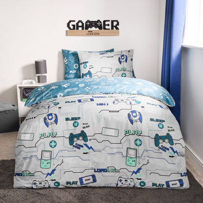 Gaming Console Print Reversible Duvet Cover Set