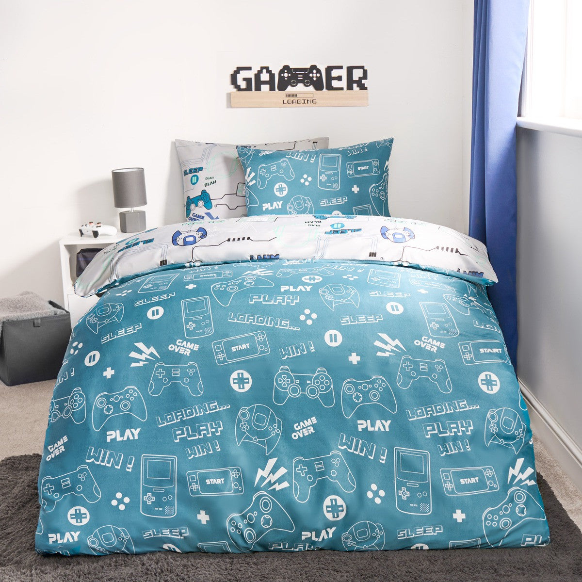Gaming Console Print Reversible Duvet Cover Set
