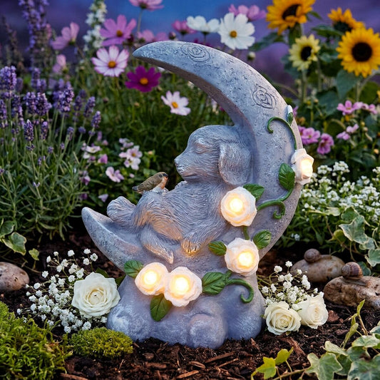 Dog Memorial Stone Effect Solar Light Half Moon
