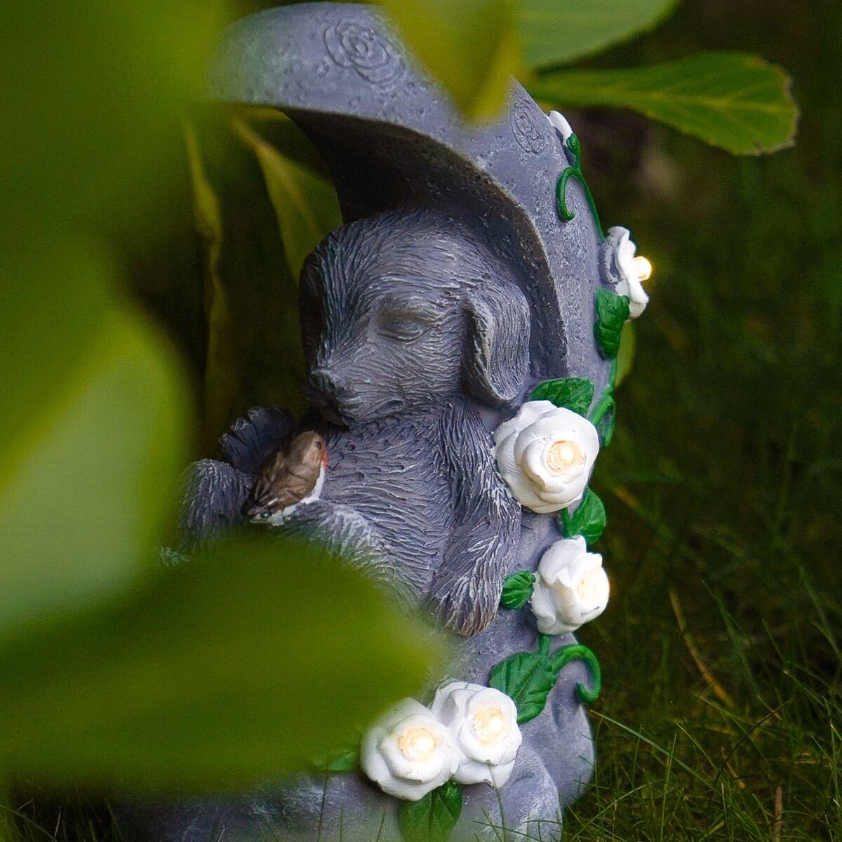 Dog Memorial Stone Effect Solar Light Half Moon