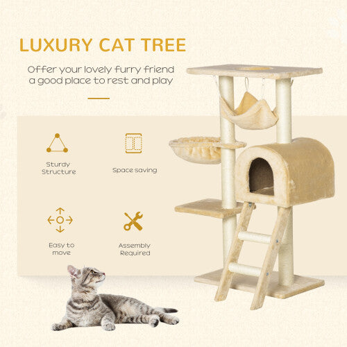 Post Kitten Activity Centre with Hammock, Beige