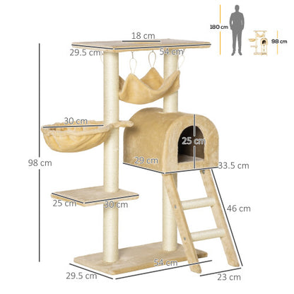 Post Kitten Activity Centre with Hammock, Beige