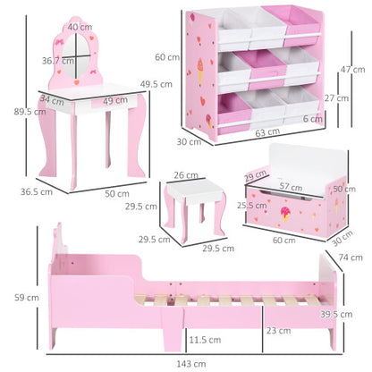 Girls 4PCs Kids Bedroom Furniture Set