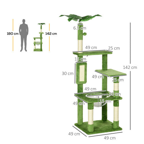 Cat Tree with Scratch Posts Hammock Platforms Toy Balls