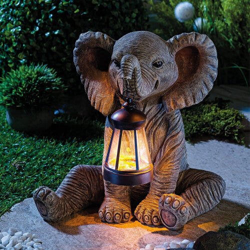 Elephant Lantern with Solar LED Light