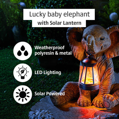 Elephant Lantern with Solar LED Light