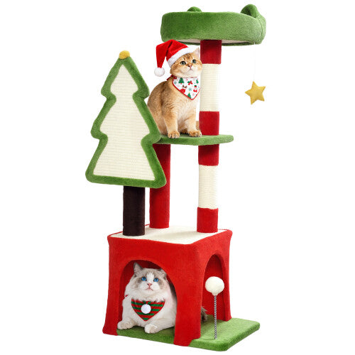 Christmas Cat Tower with Scratching Post