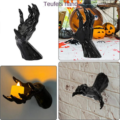 3x Mounted Creepy Reaching Hands Candles Holder