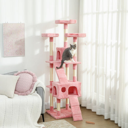 Cat Tower Scratching Post Activity Centre for Indoor Pink