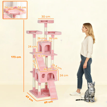 Cat Tower Scratching Post Activity Centre for Indoor Pink